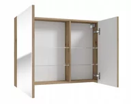 Szafki łazienkowe - Szafka łazienkowa z lustrem 80 cm dąb evoke i szklanymi półkami Rietti - miniaturka - grafika 1