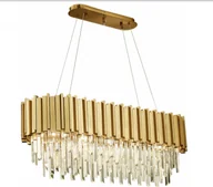 Lampy sufitowe - Pipe Organ Crystal BRASS - Long Chandelier - żyrandol kryształowy podłużny 80cm złoty mosiądz - miniaturka - grafika 1