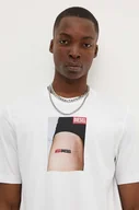 Koszulki męskie - Diesel t-shirt bawełniany T-ADJUST-K19 męski kolor biały z nadrukiem A15161.0GRAI - miniaturka - grafika 1