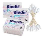 Chusteczki nawilżane - Kindii Patyczki higieniczne z ogranicznikiem PURE 3 PACK 180 sztuk - miniaturka - grafika 1
