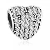 Charmsy - Murrano Charms Zawieszka Koralik 925 BRYLANTOWE SERCE SR-321 - miniaturka - grafika 1