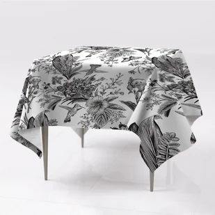 Nadruk kolorowe obrusy na stół Czarno-biały ogród, Fabricsy, 150x150 cm - Obrusy i serwetki - miniaturka - grafika 1
