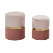 Taborety i hokery - Beliani Zestaw 2 pufów z pojemnikiem różowy WICHITA - miniaturka - grafika 1