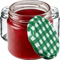 Pojemniki kuchenne - Słoiki na przetwory Lerma 200ml 100 szt. 66mm + wieczka zielona krata - miniaturka - grafika 1