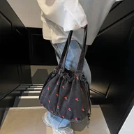 Torebki damskie - TEMU Elegancka Różana Torba na Ramię z Nici, Duża Pojemność, Damska Letnia Torba ze Sznurkiem, Styl Torby Vintage, Torba Podróżna Y2K na Wszystkie - miniaturka - grafika 1