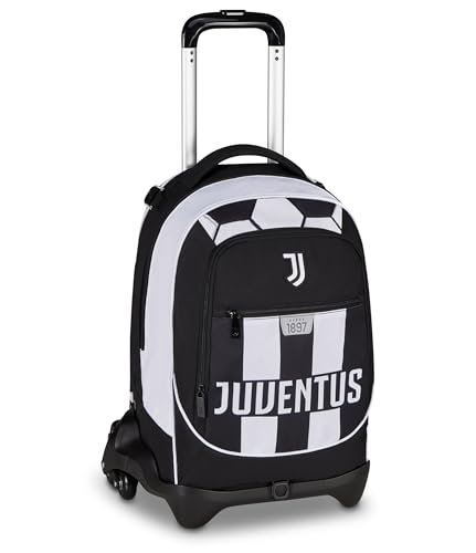 Seven Juventus 3-kołowy wózek szkolny, czarny, 33 l, rozkładany, system cross-over, 3 w 1, wykorzystanie plecaka, przednia kieszeń, szkoła podstawowa i gimnazjum, dziecko, chłopiec, piłka nożna