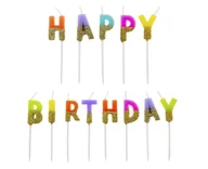 Dekoracje i nakrycia stołu na imprezę - Godan Świeczki pikery napis - Happy Birthday ze złotym brokatem SF-SPHB - miniaturka - grafika 1