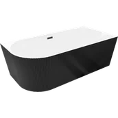 Wanny - Mexen Silo wanna wolnostojąca narożna prawa ryflowana 170 x 80 cm, biała/czarna, przelew czarny - 52891708075P-70 - miniaturka - grafika 1