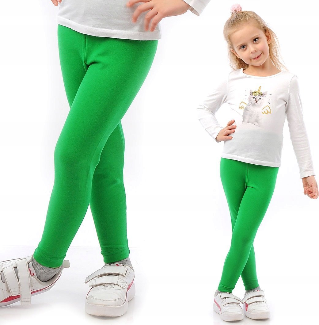 Legginsy dziecięce długie bawełniane klasyczne Zielone 92