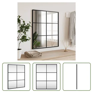 Lustro ścienne Living Store czarne 50x60 cm prostokątne żelazo - Lustra - miniaturka - grafika 1