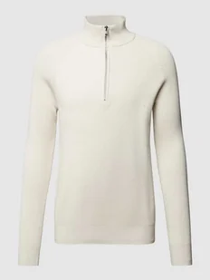 Sweter z dzianiny z kołnierzem w jednolitym kolorze - Swetry męskie - miniaturka - grafika 1