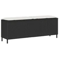 Ławki ogrodowe - vidaXL Ławka ogrodowa z poduszką Czarna 110x30x40,5 cm Polirattan - miniaturka - grafika 1