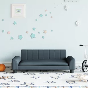 vidaXL Sofa dla dzieci, ciemnoszara, 90x53x30 cm, obita tkaniną - Meble do sypialni - miniaturka - grafika 1