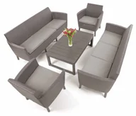 Meble ogrodowe - Zestaw Ogrodowy Salemo FIESTA MAX Lyon 8-osobowy (2 x Sofa 3-osobowa + 2 Fotele + Podnoszony Stół) Cappucino - miniaturka - grafika 1