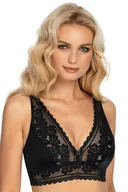 Biustonosze - Biustonosz Braletka Koronkowy Stanik Miękki Szerokie Ramiączka Czarny 42 - miniaturka - grafika 1