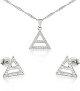 Zestawy biżuterii dla kobiet - Komplet srebrny trójkąty z cyrkoniami - miniaturka - grafika 1