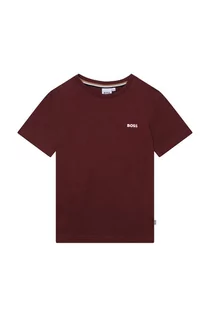 Koszulki dla chłopców - BOSS t-shirt bawełniany dziecięcy kolor niebieski gładki - Boss - grafika 1