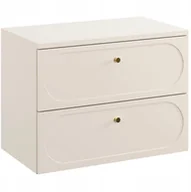 Szafki łazienkowe - BEŻOWA szafka z blatem 80 cm DONNA SAND 82-80 FREZOWANA + złote gałki - miniaturka - grafika 1