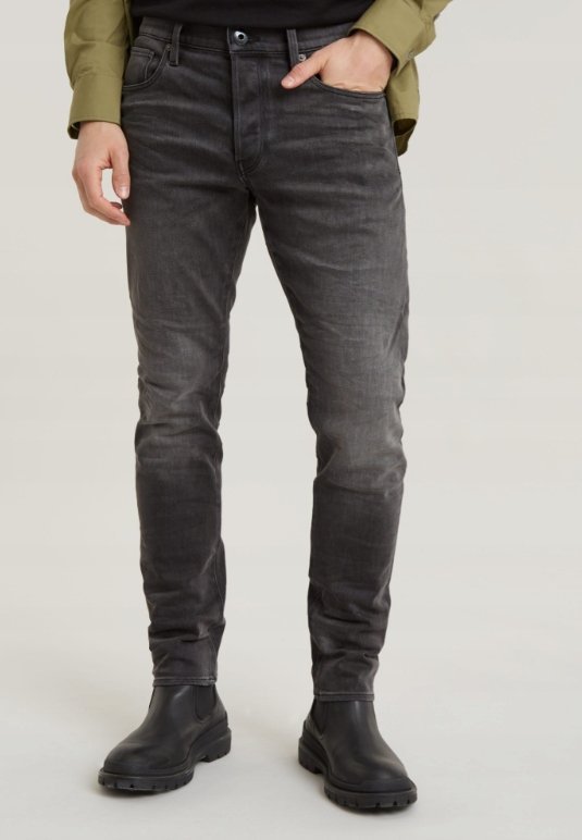 G STAR RAW SZARE JEANSY Z PRZETARCIAMI BAWEŁNA ELASTAN 32/34 16FA