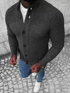 Sweter męski kardigan grafitowy OZONEE NB/MM6011/3 - Ozonee - Swetry męskie - miniaturka - grafika 1