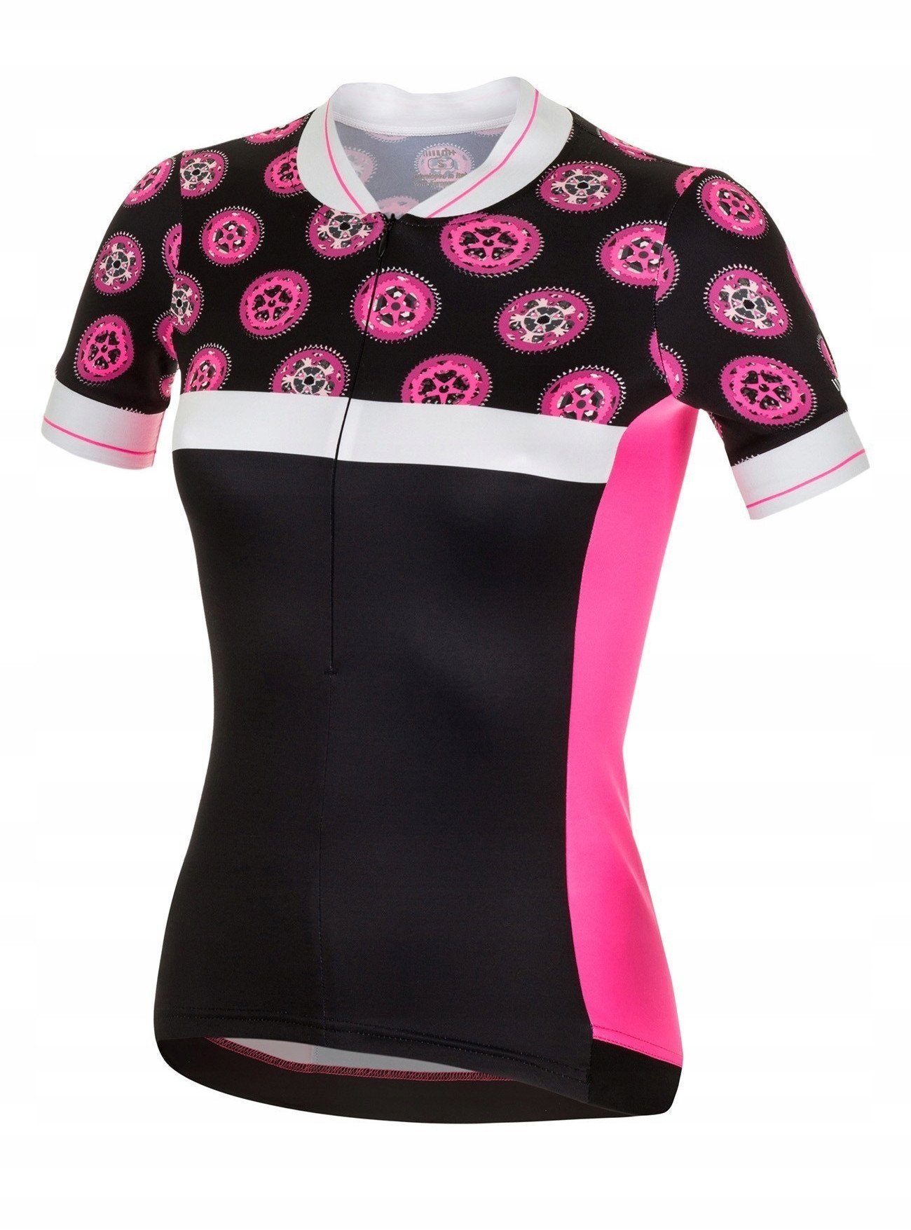 Damska koszulka rowerowa zeroRH+ Preppy W BLACK/FLUO PINK/WHITE - L