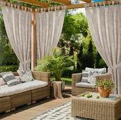 Zasłony - Zasłona gotowa na szelkach wodoodporna GARDEN 155x240 ogrodowa pudrowa - miniaturka - grafika 1