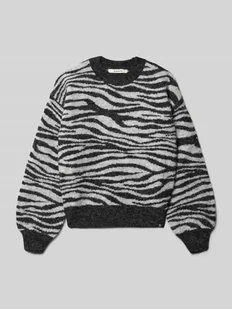 Sweter z dzianiny z okrągłym dekoltem i detalem z logo - Swetry dla dziewczynek Sweter z dzianiny z okrągłym dekoltem i detalem z logo - Swetry dla dziewczynek - miniaturka - grafika 1