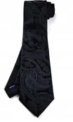 Krawaty i muchy męskie - KRAWAT I POSZETKA Zestaw Paisley Elegancki Prezent Męski Czarny z Wzorem - miniaturka - grafika 1