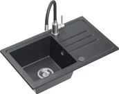 Zlewozmywaki - Zestaw QUADRON BEN 111 czarny nakrapiany (BLACK DOTTED) + MAGGIE inox/czarny + SYFON z ZAŚLEPKĄ - miniaturka - grafika 1