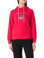 Bluzy damskie - GANT Damska bluza z kapturem Shield Sweat Hoodie bluza z kapturem, Sunset różowa, M - miniaturka - grafika 1