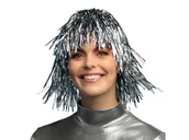 Dodatki do strojów karnawałowych - Peruka foliowa srebrna - 1 szt. - miniaturka - grafika 1