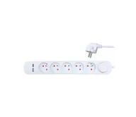 Przedłużacze i rozgałęźniki - Solight PP152USBC - Przedłużacz z wyłącznikiem 5Z + 2xUSB 3m biały - miniaturka - grafika 1