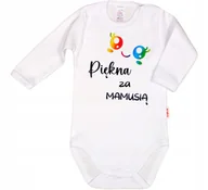 Body dla niemowląt - BODY NAPIS nadruk PIĘKNA ZA MAMUSIĄ r 80 KLEKLE - miniaturka - grafika 1