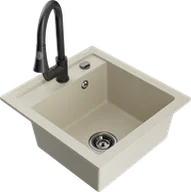 Zlewozmywaki z baterią - Mexen Vito zlewozmywak granitowy 1-komorowy z baterią kuchenną Elia, beżowy - 6503-69-670101-70 - miniaturka - grafika 1