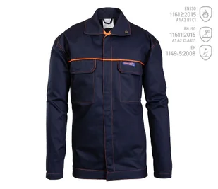BLUZA OCHRONNA PROFFLAM ANTISTATIC; EN ISO 11612:2015 A1 A2 B1 C1, EN ISO 11611:2015 A1 A2 CLASS 1, EN 1149-5:2008; GRANATOWY - Akcesoria spawalnicze - miniaturka - grafika 1