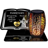 Lampiony i znicze - ZNICZ SOLARNY LED WIECZNY PODSTAWKA NA CMENTARZ GRÓB Księga EFEKT PŁOMIENIA - miniaturka - grafika 1