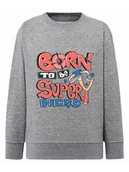 Bluzy dla chłopców - Chłopięca bluza z nadrukiem Born to be superhero szara Tup Tup r.110/116 - miniaturka - grafika 1