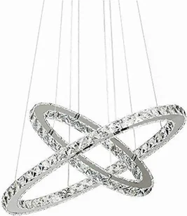 TRMLBE 48W Luksusowy nowoczesny kryształowy żyrandol wiszący Lampa sufitowa Led z dwoma pierścieniami (48W zimna biel) - Lampy sufitowe - miniaturka - grafika 1