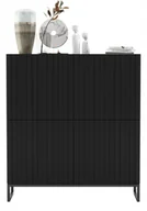 Komody - Komoda Rtv Loft Industrialna Szafka Rtv Czarna Mat 112 cm Glamour Ryflowana - miniaturka - grafika 1