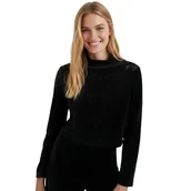 Bluzy damskie - Bluza damska Desigual Andromeda welurowa czarna -L - miniaturka - grafika 1