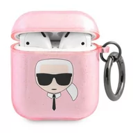 Akcesoria do słuchawek - Apple Karl Lagerfeld Karl Lagerfeld Etui Karl Lagerfeld KLA2UKHGP AirPods cover różowy/pink Glitter Karl`s Head KLD748PNK - miniaturka - grafika 1