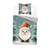 Pościel dla dzieci - Detexpol Pościel świąteczna bawełniana 160x200 miętowa z Mikołajem 5868 A Dream Collection - miniaturka - grafika 1