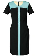 Sukienki - Sukienka FSU646 CZARNY + TURKUSOWY CIEMNY - Fokus - miniaturka - grafika 1