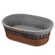 Łóżeczka i kojce - Hi Little One kosz Mojżesza wiklinowy wysoki ze stelażem + liner + materac + prześcieradło 5in1 GREY - miniaturka - grafika 1