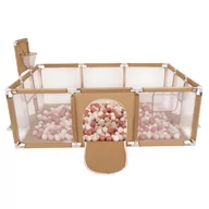 Łóżeczka i kojce - Selonis Boisko BO-100X z piłeczkami 6cm beżowy: pastelowy beż-łososiowy-biały 180x122x62/400piłek Zabawka kojec - miniaturka - grafika 1