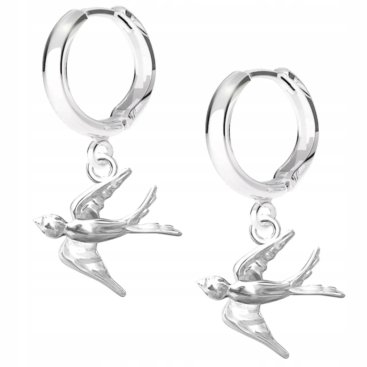 Kolczyki Srebrne Ptaki Jaskółki Kolibry Bird Ptaszki Origami SREBRO 925