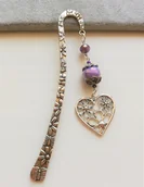 Zakładki do książek - DUŻA FIOLETOWA ZAKŁADKA DO KSIĄŻKI AŻUROWE SERCE - miniaturka - grafika 1