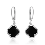 Kolczyki - Srebrne kolczyki kwiatki malachit bigiel pr. 925 - miniaturka - grafika 1