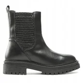 Botki damskie - Geox D26Hrd Damskie Botki Czarne Ze Skórą 38 Ż8C - miniaturka - grafika 1