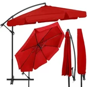 Parasole ogrodowe - Parasol na taras 350 cm na wysięgniku ogrodowy składany, z korbką czerwony - miniaturka - grafika 1